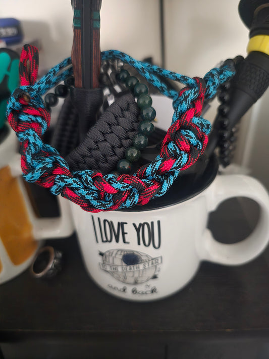 Blue on black red on black dna paracord bracelet