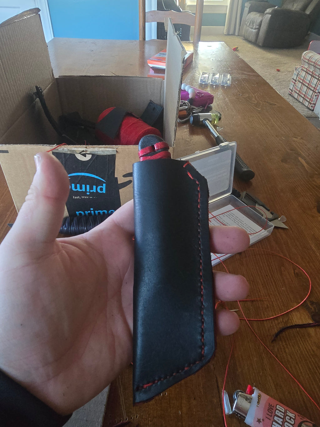 Shadow blade and deep carry bloodcore leather pocket slip sheath